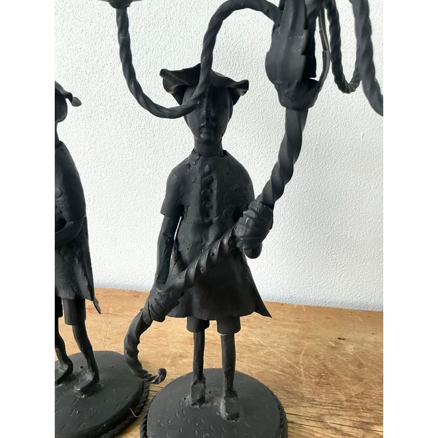 Vintage Boho Forged Iron Candelabras - Set of 2 For Sale - Image 11 of 12