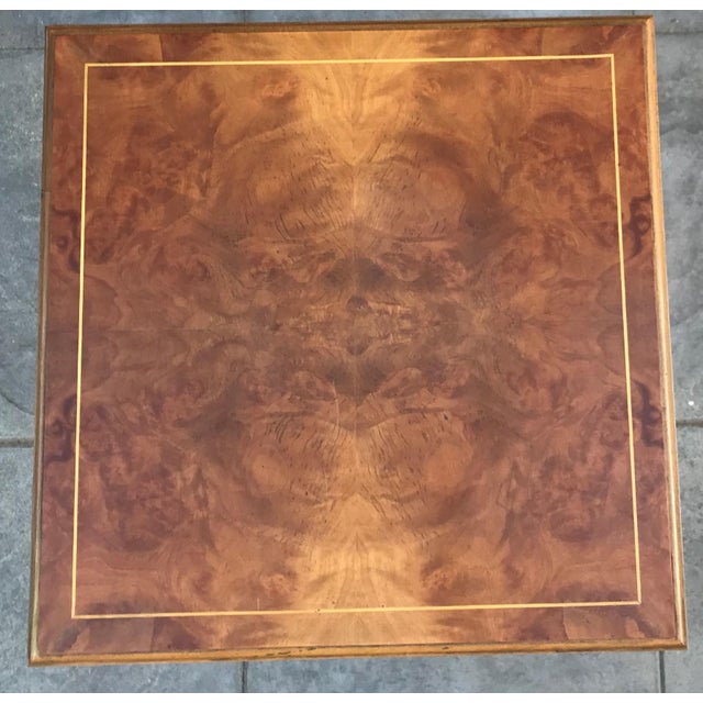 Mid-20th Century Set of Three Walnut Wood Square Top Pedestal Tables For Sale In Miami - Image 6 of 18