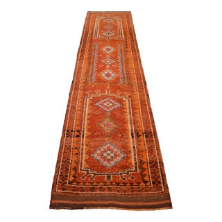 Muted Color Kurdish Hand-Knotted Tribal Runner - 3′ × 12′9″ For Sale