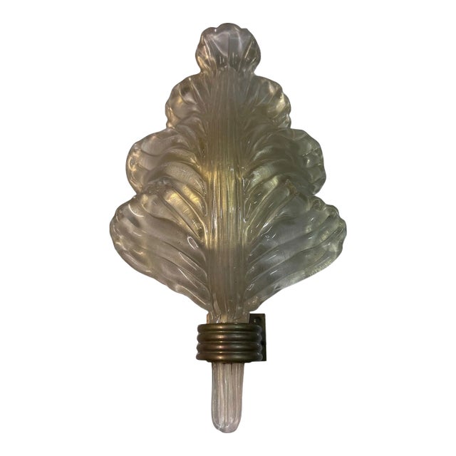 1950s Mid-Century Ercole Barovier Glass Leaf Sconce Barovier and Tosa Murano Sconce For Sale