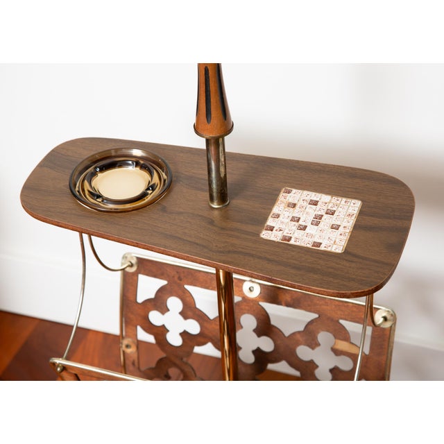 Wood Vintage Floor Lamp With Table and Magazine Rack For Sale - Image 7 of 7
