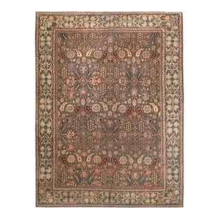 Antique Green Indian Agra Rug 8ft 10in X 11ft 6in For Sale