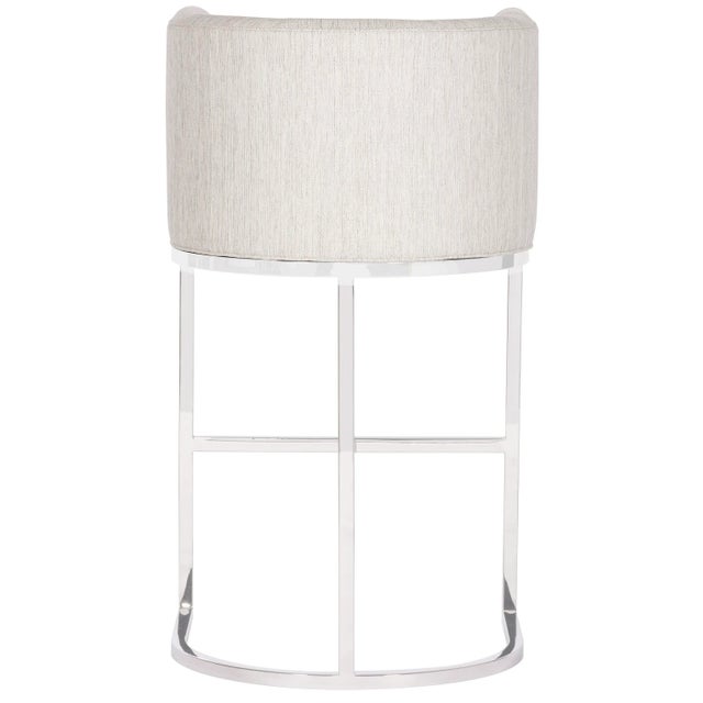 Contemporary Emmett Bar Stool in Index Porcelain with Polished Nickel Barrel Base For Sale - Image 3 of 3