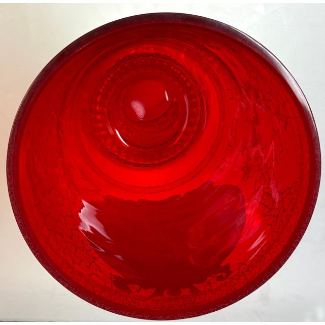 Glass Monumental Bohemian Ruby & Crystal Ceremonial Pokal /Synagogue Presentation Urn For Sale - Image 7 of 18