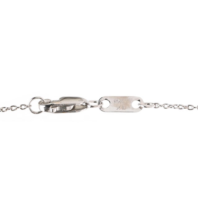 Early 21st Century Oval .22ctw Diamond Bezel Pendant Necklace, 10k White Gold, Length 18.5 In For Sale - Image 5 of 5