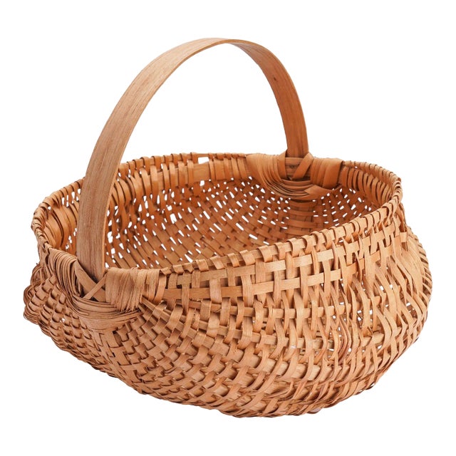 Hand Woven Buttock Basket, 1900's For Sale