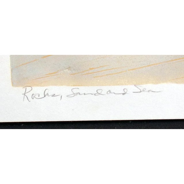 Gordon Mortensen "Rocks, Sand and Sea" Signed Numbered Woodcut Beach Ocean Art For Sale - Image 4 of 6
