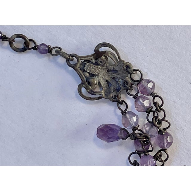 Metal Ralph Lauren Faceted Amethyst and Sterling Silver 3 Tiered Necklace For Sale - Image 7 of 8