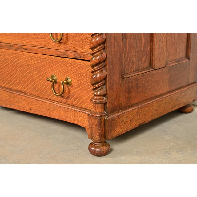 Herter Brothers Style Antique Victorian Carved Oak Dresser or Chest of Drawers, Circa 1890s For Sale - Image 11 of 15