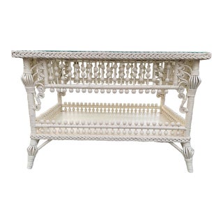 Victorian Style Wicker Coffee Cocktail Table For Sale