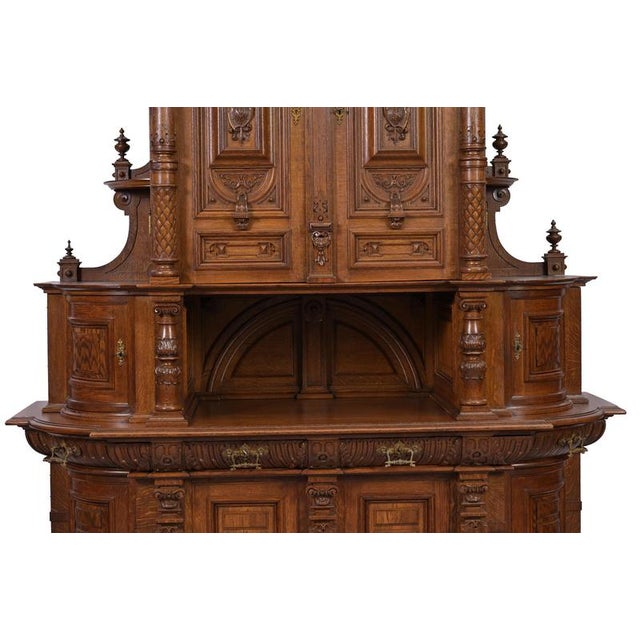 Oak Buffet Cabinet, Belgium or Netherlands, 1870-1880s For Sale - Image 6 of 13