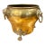 Antique Solid Brass Cache Pot With 3 Lions Head Rings and Paw Feet For Sale