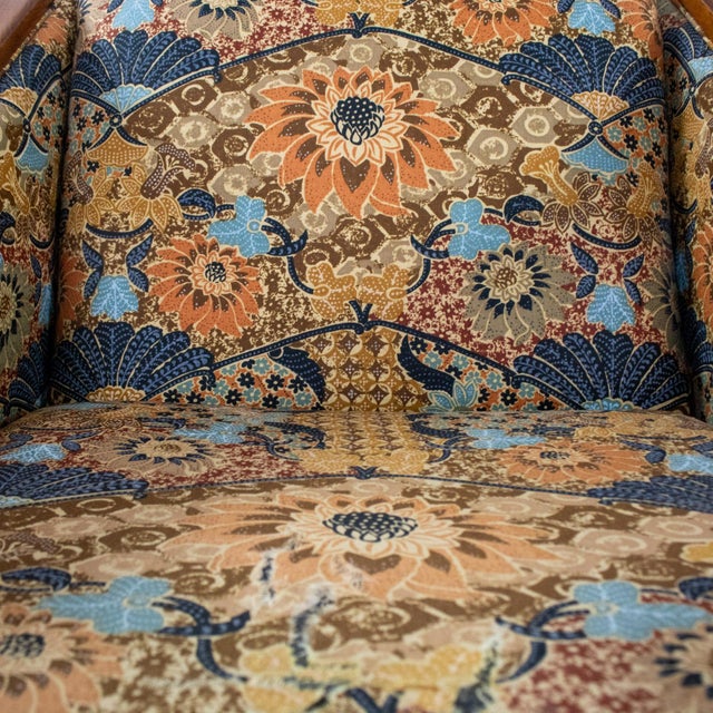 Mid-20th Century Mid Century Modern Pair Chairs With Oak Frames and Floral Fabric For Sale - Image 12 of 18