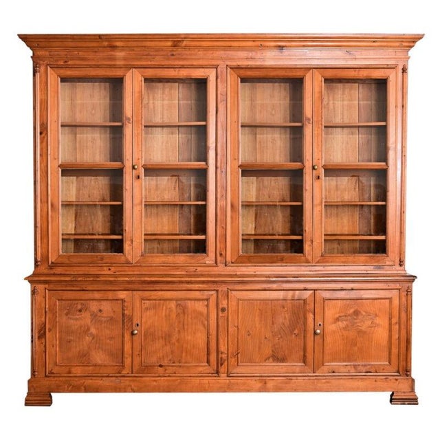 19th Century French 19th Century Pine and Glass Door Bibliotheque For Sale - Image 5 of 13