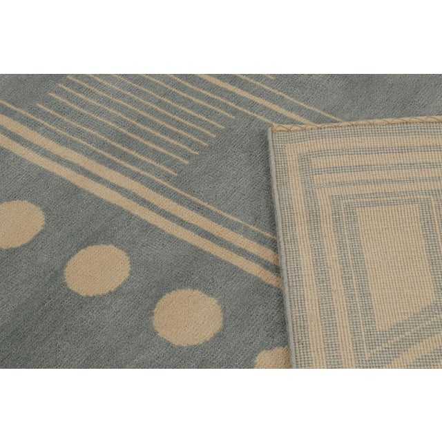 Textile Rug & Kilim’s French Art Deco style rug in Blue & Cream Geometric Patterns - 12x14 For Sale - Image 7 of 7