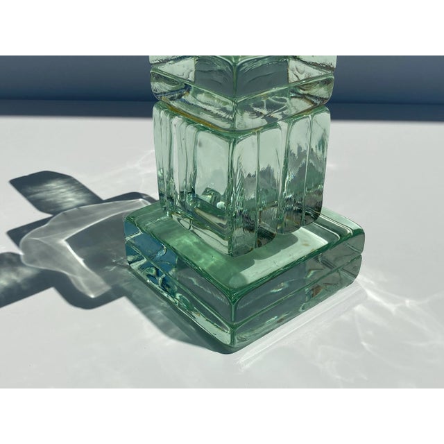 Light Green 1980s Postmodern Glass Blocks Side Table For Sale - Image 8 of 13