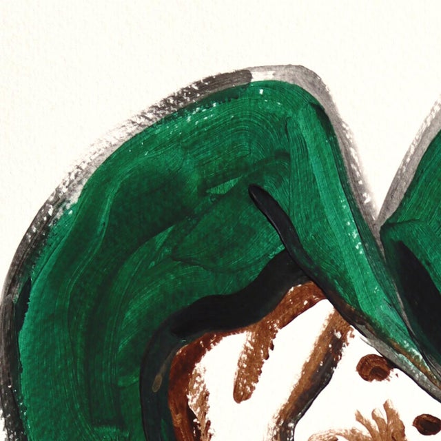 Contemporary Lou Dog - Original Blue Green Dog Portrait Acrylic Painting on Paper by Jesse Black For Sale - Image 3 of 6
