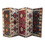 One-of-a-Kind Custom Antique Flat-Weave Oriental Kilim Folding Screen For Sale