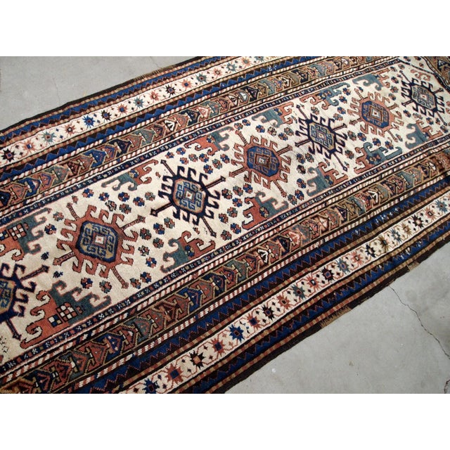 Traditional 1870s, Handmade Antique Caucasian Kazak Rug 4.2' X 8.7' For Sale - Image 3 of 6