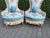 French 1970 Louis XVI White Beech Turquoise Lounge Chairs-Pair For Sale - Image 3 of 12