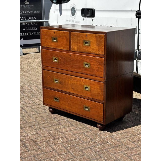 Antique Campaign Military Chest For Sale - Image 3 of 15
