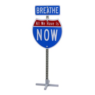 Innerstate Now (Breathe) - Original Mindfulness Pop Art Steel Sign Sculpture by Scott Froschauer For Sale