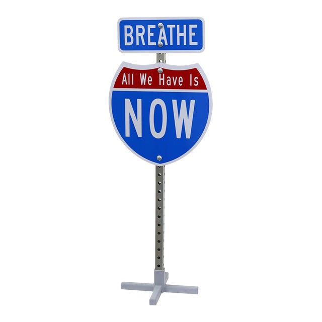 Innerstate Now (Breathe) - Original Mindfulness Pop Art Steel Sign Sculpture by Scott Froschauer For Sale