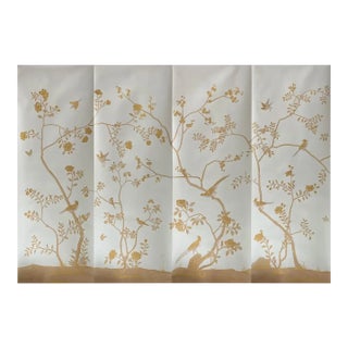 Chinoiserie Floral Mural Hand Painted Wallpapers - 4 Panels For Sale