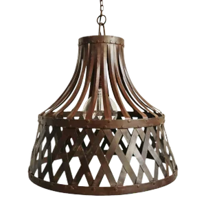 Vintage Iron Basket Strap Pendant Light