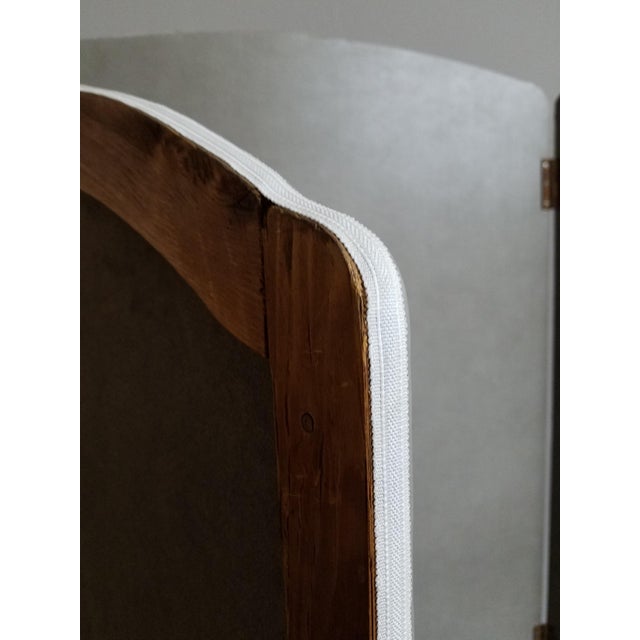 1960s Antique 3-Panel Leather Screen For Sale - Image 5 of 8