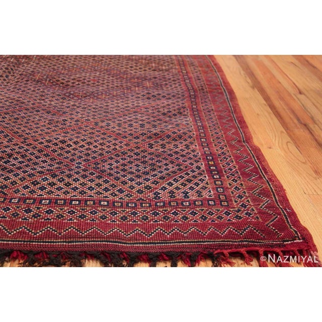 A Solid Crimson Red Beautiful and Rare Vintage Moroccan Double Sided Berber Area Rug, Origin / Weaving Country: Morocco,...
