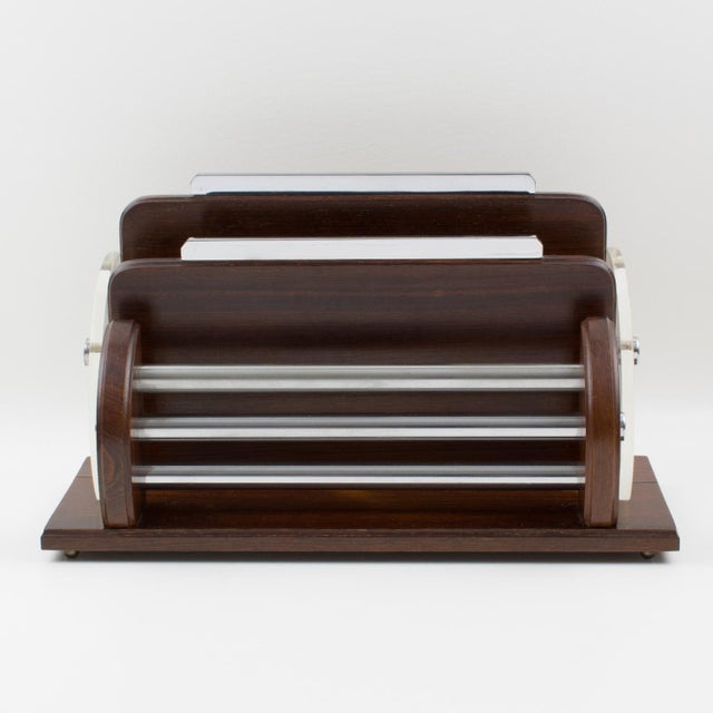 Macassar, Chrome and Lucite Desk Accessory Letter Holder, circa 1940 For Sale - Image 4 of 14