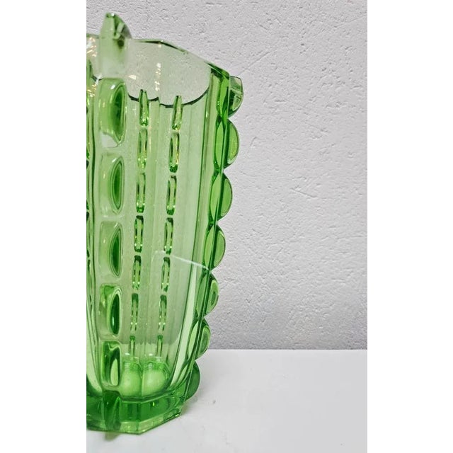 Glass Art Deco Green Glass Sculpural Vase, 1960s For Sale - Image 7 of 8
