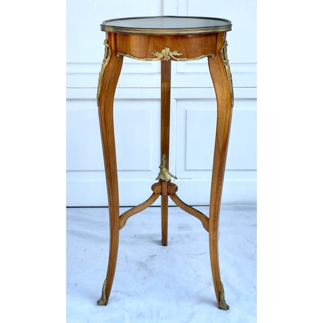 Antique French Green Marble and Brass Pedestal Stand For Sale - Image 12 of 12