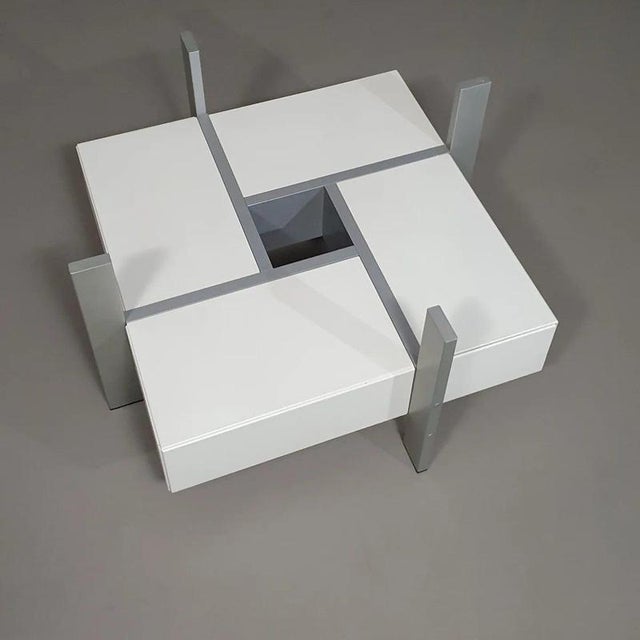 Glass Minimalistic Coffee Table with Drawers and Glass Top, 1980s For Sale - Image 7 of 12