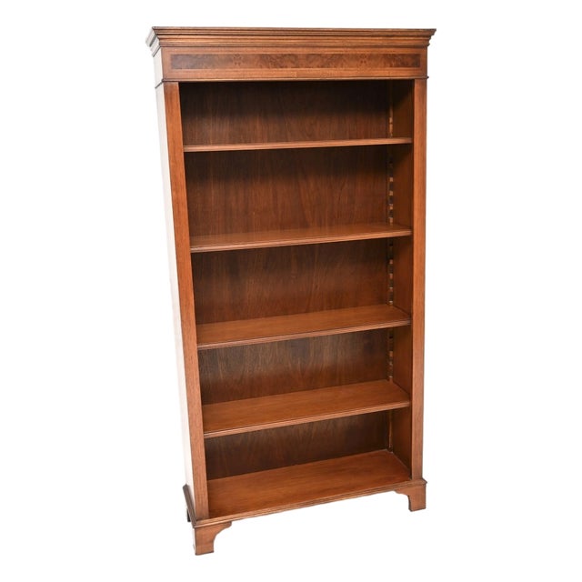 Georgian Style Walnut Open Bookcase, 1950s For Sale