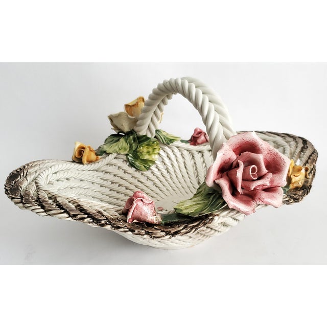 Bowl Centerpiece Spaghetti Porcelain & Roses Italy 1960s For Sale - Image 12 of 13