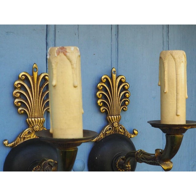 French Serpent Wall Sconces in Ornate Bronze and Gold, 1920s, Set of 2 For Sale - Image 3 of 18