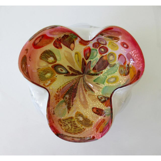 1960's Italian Hand-Blown Sommerso Murano "Tutti-Frutti," With White Outer Casing & Gold Leaf Inclusions For Sale - Image 13 of 13