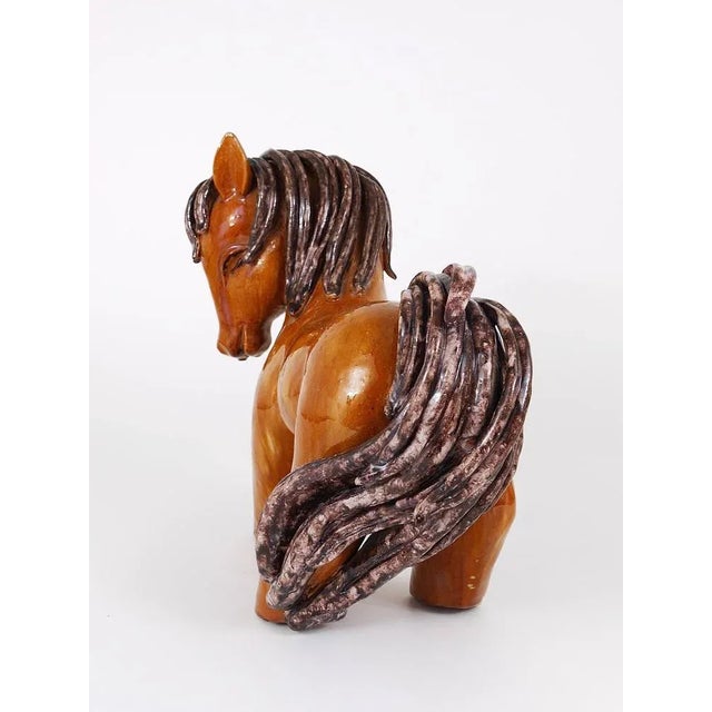 Black Large Pottery Ceramic Horse Sculpture by Walter Bosse, Austria, 1950s For Sale - Image 8 of 11