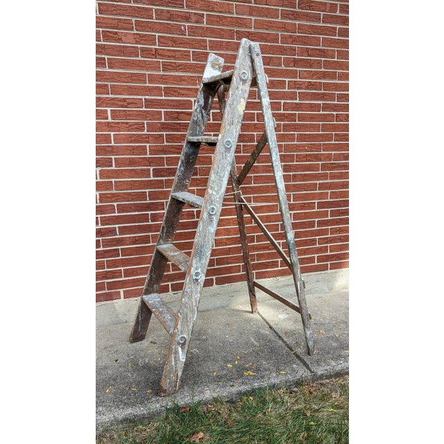 Boho Chic Antique Painter’s Ladder – Circa 1930s For Sale - Image 3 of 5
