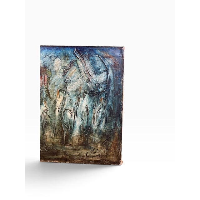 Mid-Century Modern Mid-Century Abstract Expressionist Oil Painting by Zvi Raphaeli With Safrai Art Gallery Provenance For Sale - Image 3 of 8