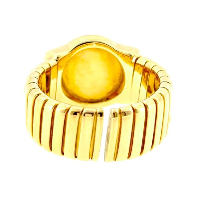 Contemporary Bvlgari 18k Yellow Gold Black Onyx Tubogas Ring For Sale - Image 3 of 10