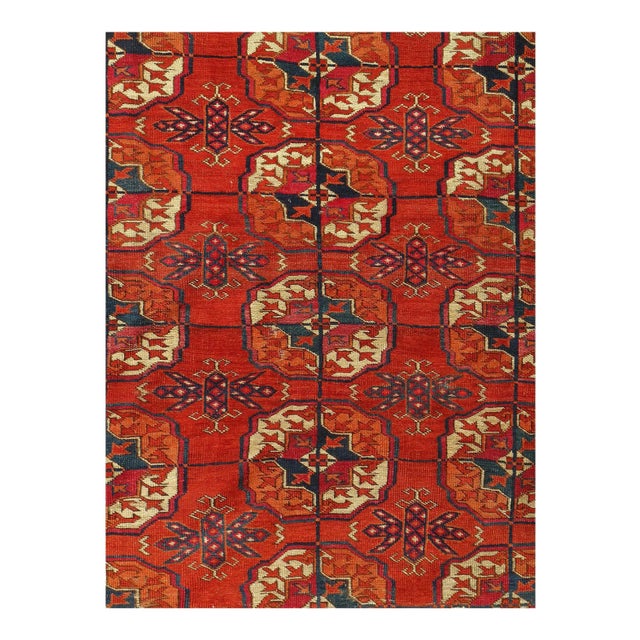 Traditional Late 19th Century Antique Russian Tekkeh Rug - 7′1″ × 11′9″ For Sale - Image 3 of 4