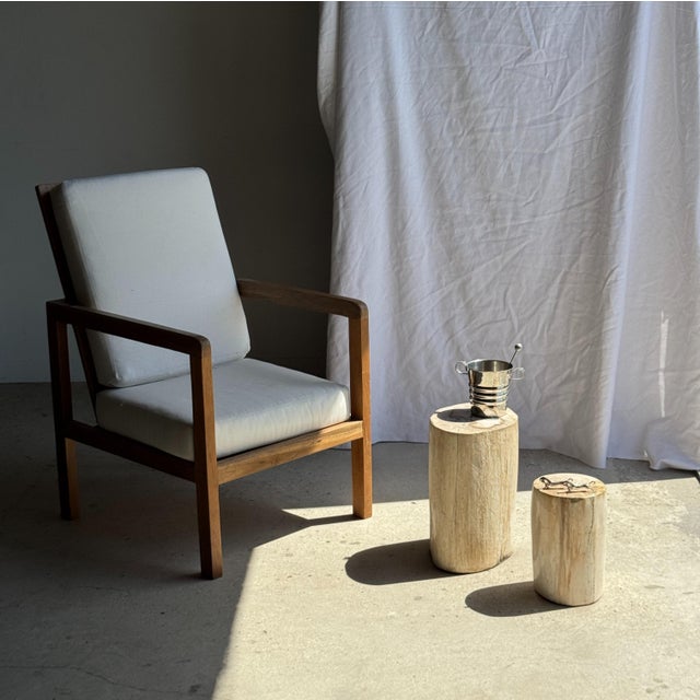 Stone Small Side Table in Speckled White and Beige Petrified Wood, 1980s For Sale - Image 7 of 18