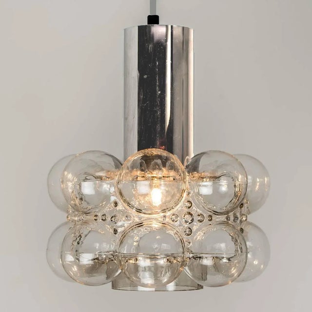 Glass Cascade Light Fixture with Five Pedant Lights by Helena Tynell, 1960s For Sale - Image 7 of 18