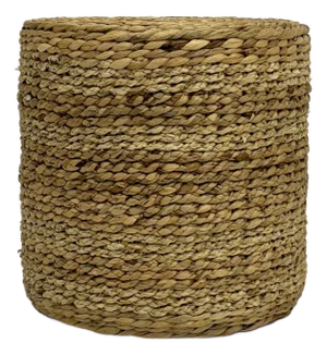 Woven Water Hyacinth Cylinder Ottoman, 15.5"