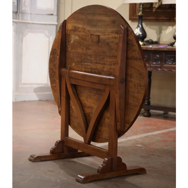 Wood 19th Century French Provincial Cherry Tilt-Top Wine Tasting Table From Burgundy For Sale - Image 7 of 9