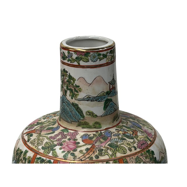 Vintage Chinese Famille Rose Palette Narrative Scene Porcelain Art Vase For Sale - Image 13 of 14