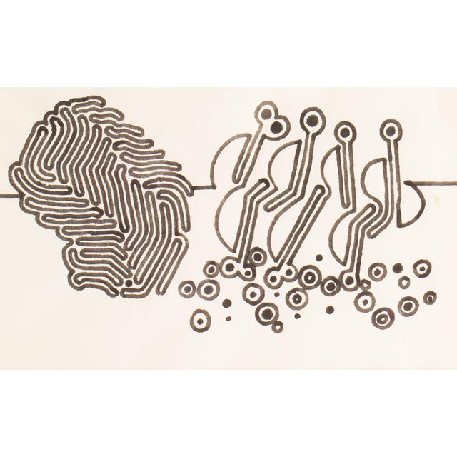 An ink drawing by the American artist William Itter (1942-2025). This abstract work depicts a collection of biomorphic...
